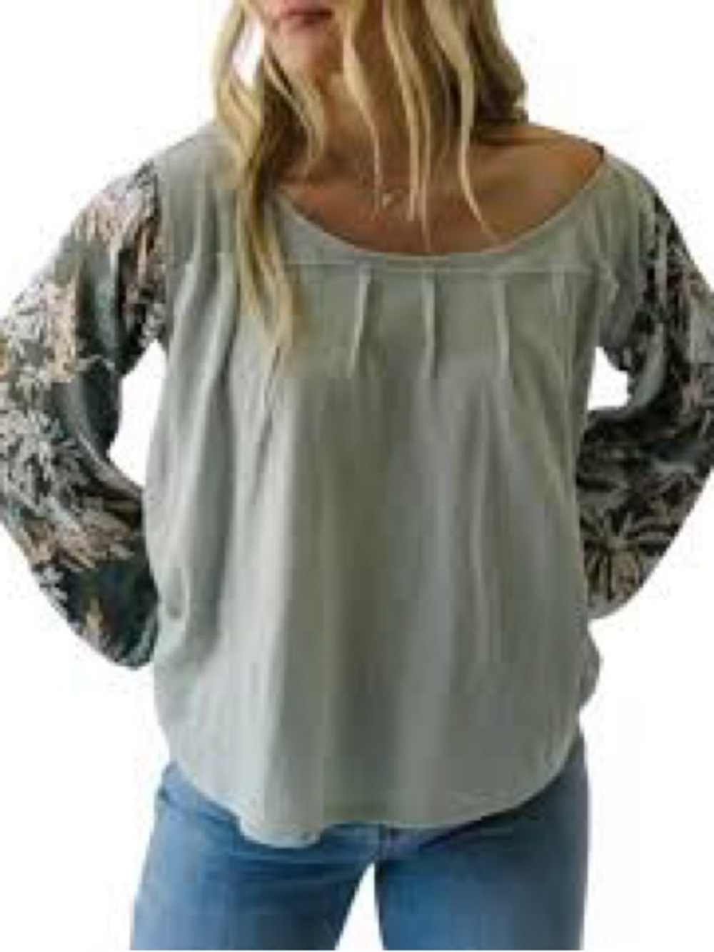 Free People Picking Petals Top, a relaxed-fit sage green size large